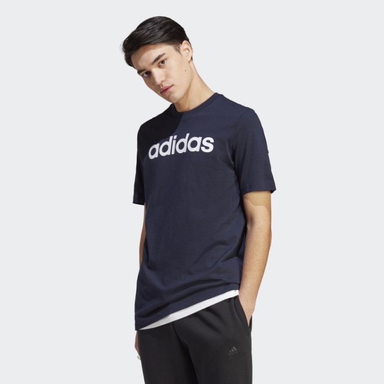 Adidas Essentials Maillot Simple Logo Linéaire Brodé Tee Encre