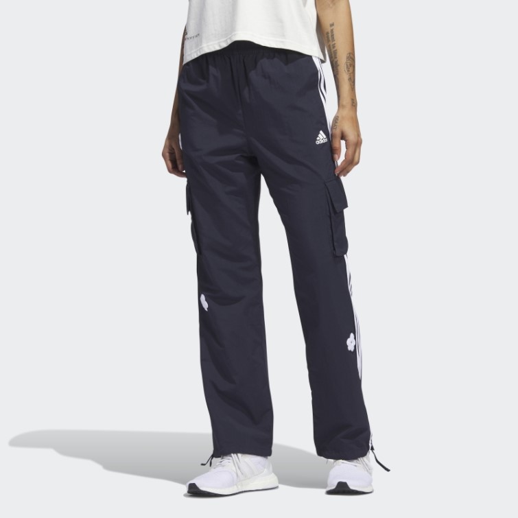 Adidas Pantalon Cargo à 3 Bandes Avec Patchs De Fleurs En Chenille Encre