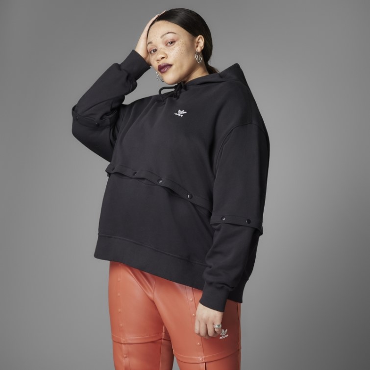 Sweat à Capuche Noir à Boutons Pression Adidas Always Original (grande Taille)