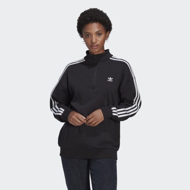 Sweat Adidas Adicolor Trefoil Quart Zip Noir
