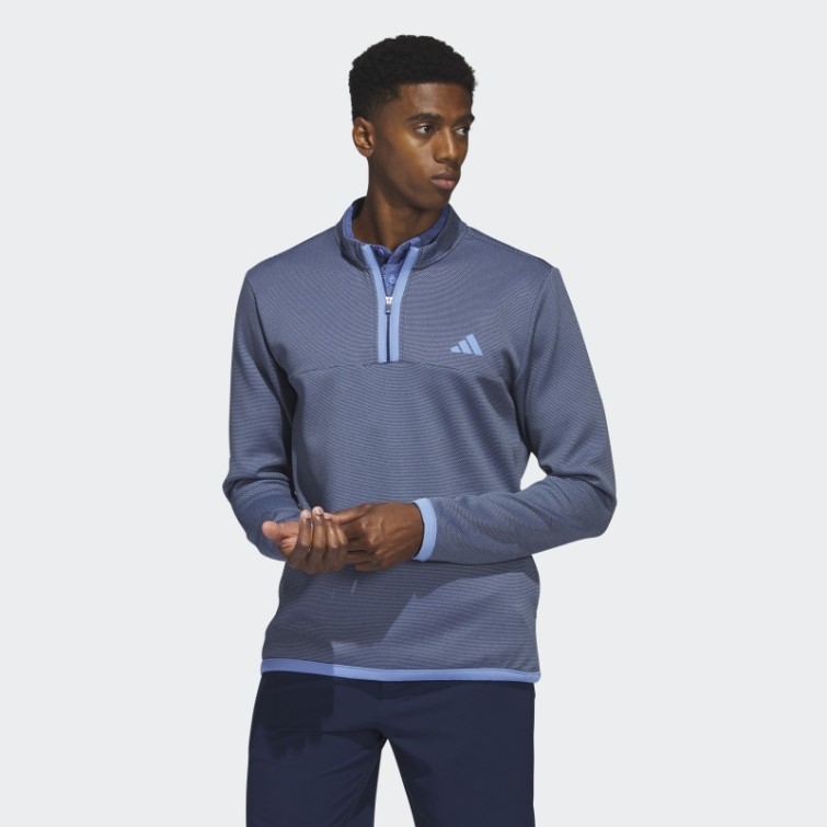 Pull De Golf Adidas Microdot 1/4-zip Bleu Marine