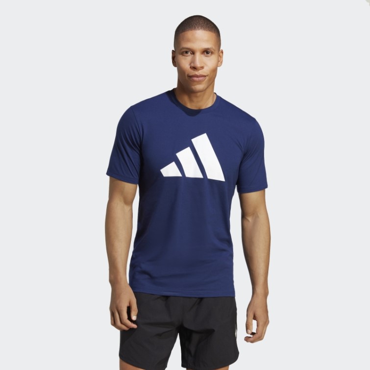 Adidas Train Essentials Feelready Logo Training Tee Bleu Foncé
