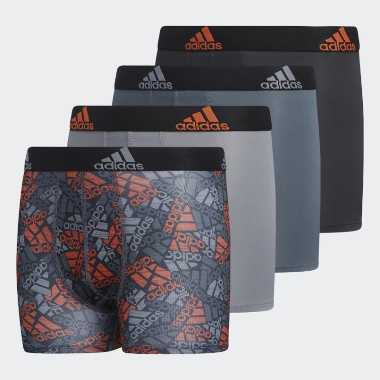 Adidas Boxer Orange Sport Performance Graphique 4 Paires