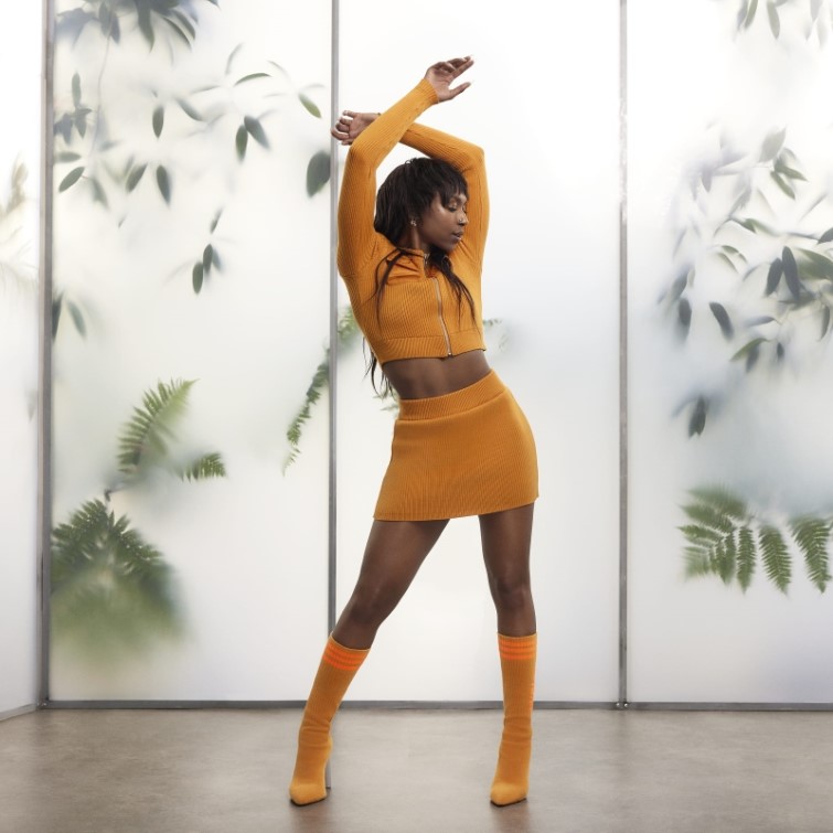 Jupe Côtelée Orange Focus Adidas