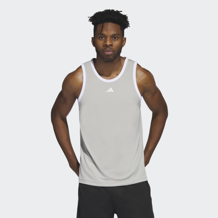 Adidas Basketball 3-stripes Débardeur Mode Métal Gris