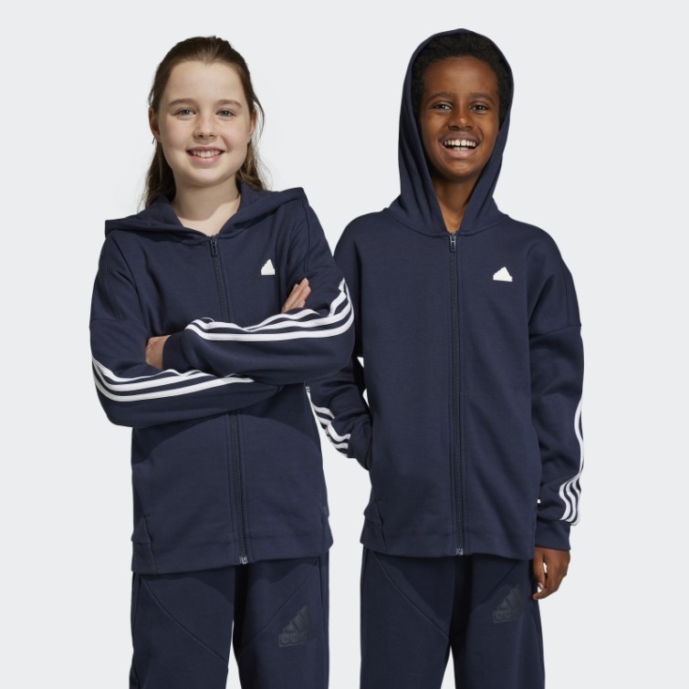 Adidas Future Icon 3-stripes Full-zip Sweat à Capuche Encre