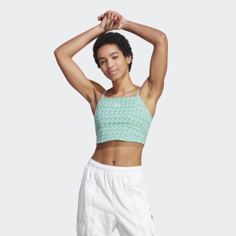 Débardeur Adidas Imprimé Corset Graphique Fashion Allover Vert Court