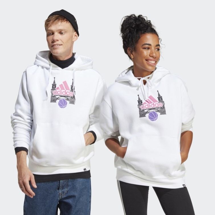 Sweat à Capuche Graphique Adidas Blanc