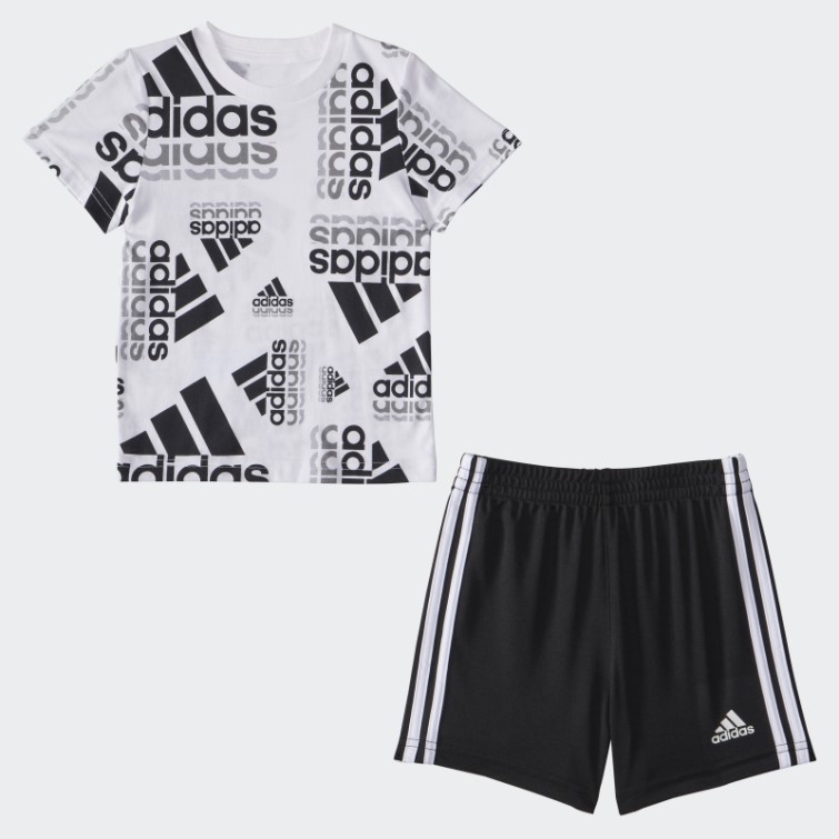 Adidas Ib Ctn Aop Tee Short Blanc
