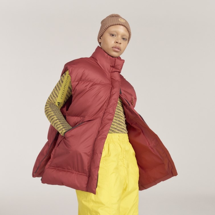 Adidas By Stella Mccartney Gilet D'hiver Matelassé Bordeaux Chaud