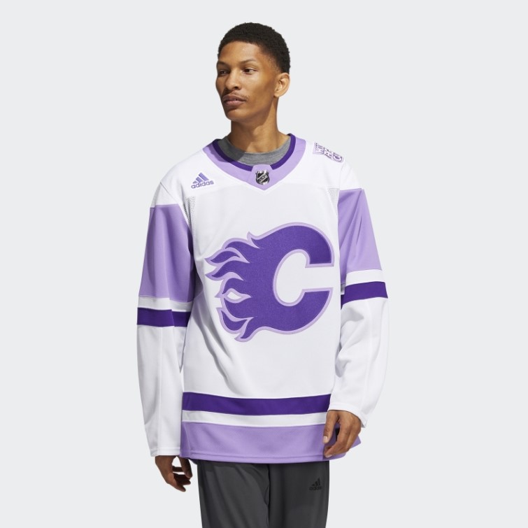 Maillot De Hockey Adidas Flammes Blanc Lutte Contre Le Cancer