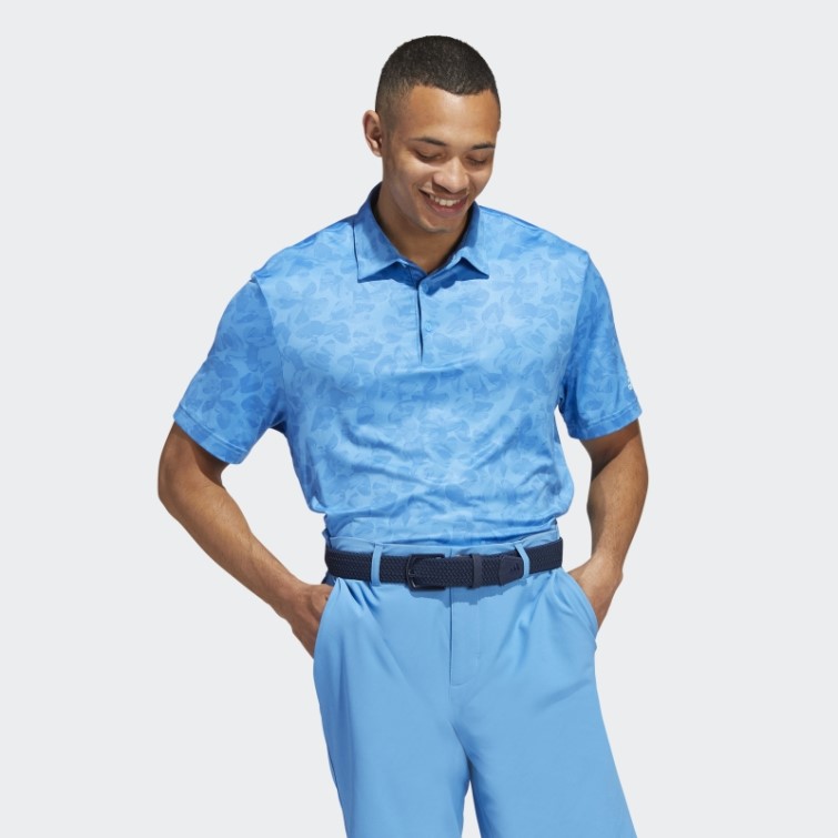 Adidas Polo Bleu à Imprimé Prisma