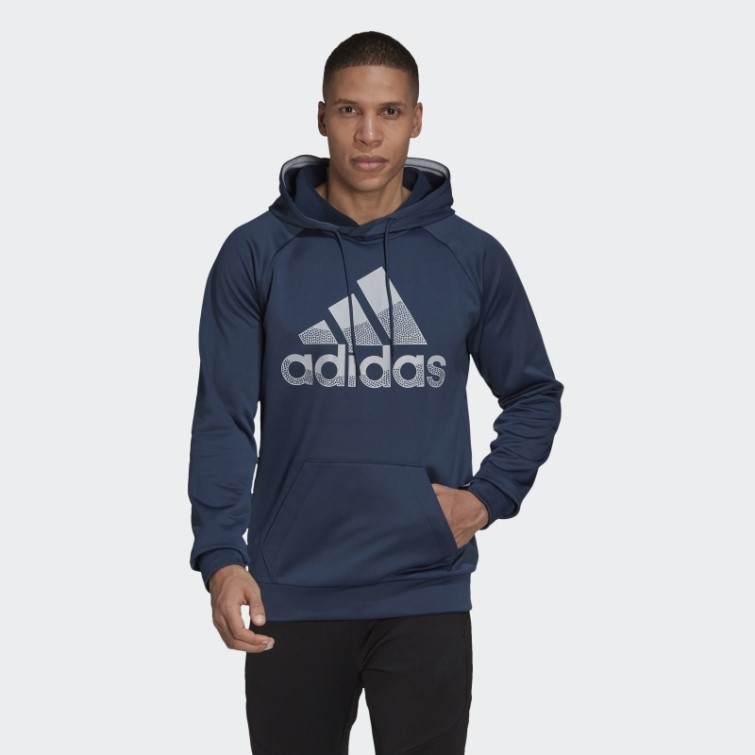 Adidas Aeroready Game And Go Gros Logo Sweat à Capuche Bleu Marine