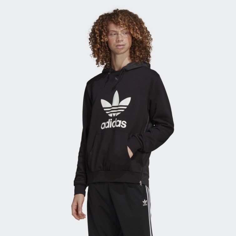 Sweat à Capuche Adidas Adicolor Classics Fabric Clash Trefoil Noir