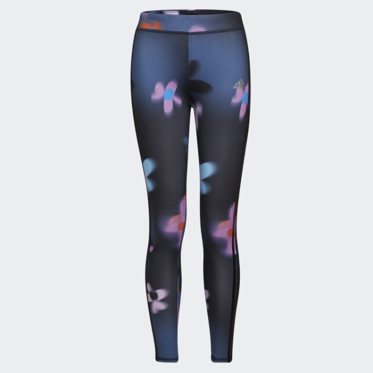 Collants Noirs Adidas Allover Print Blur Floral (taille Allongée)