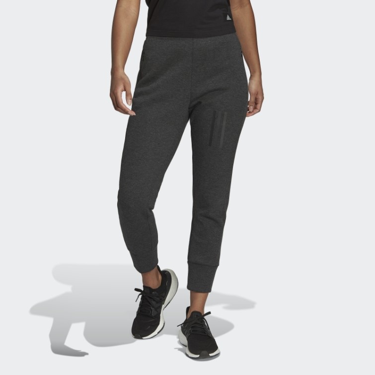 Mission Victory Pantalon Slim Taille Haute Noir Chiné Adidas