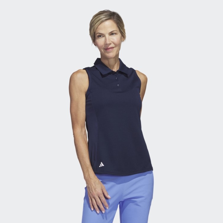 Polo De Golf Sans Manches Texturé Bleu Marine Adidas