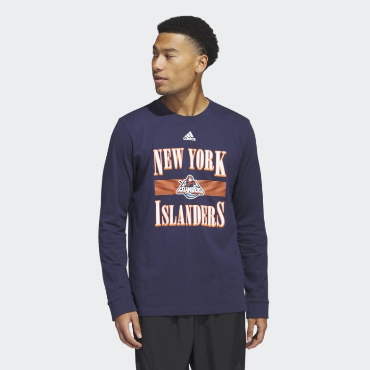 T-shirt à Manches Longues Adidas Islanders Bleu Marine