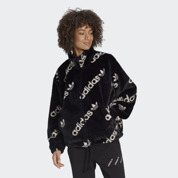 Adidas Veste Noire En Fausse Fourrure