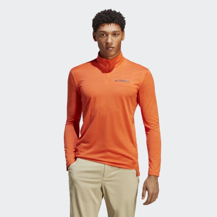 T-shirt Terrex Multi Demi-zip Manches Longues Orange Adidas