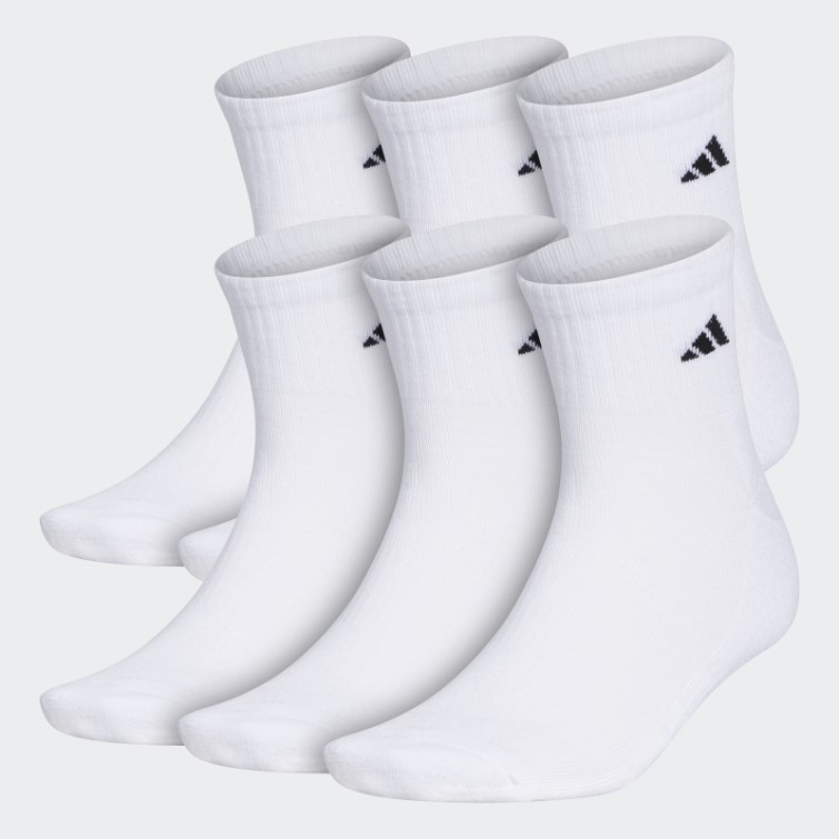 Adidas Chaussettes Athlétiques Coussinées Quart 6 Paires Xl Blanc