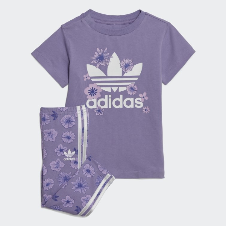 Ensemble Robe Legging Fleuri Lilas Adidas