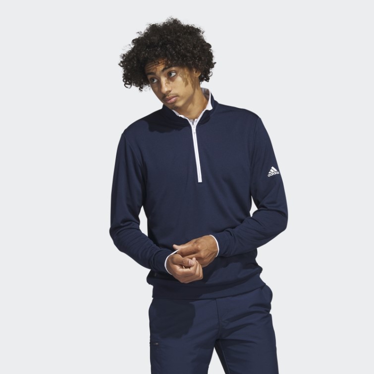 Pull Quart De Zip Bleu Marine Adidas