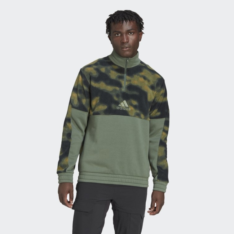 Veste Polaire Nature Allover Print 1/4-zip Orbit Green Adidas