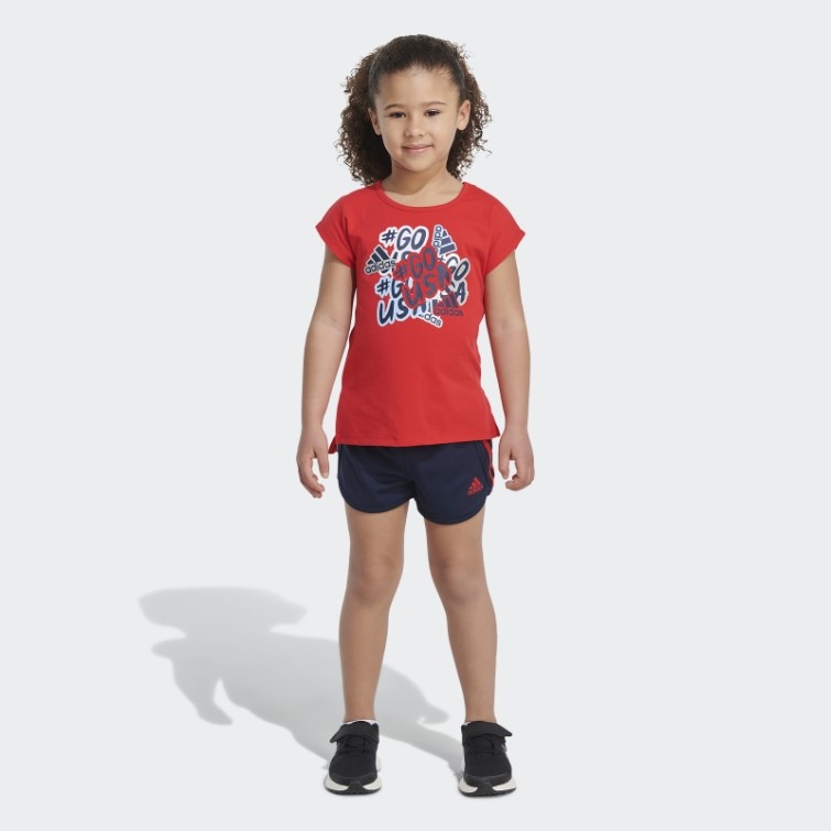 Ensemble T-shirt Et Short Graphique Adidas Rouge