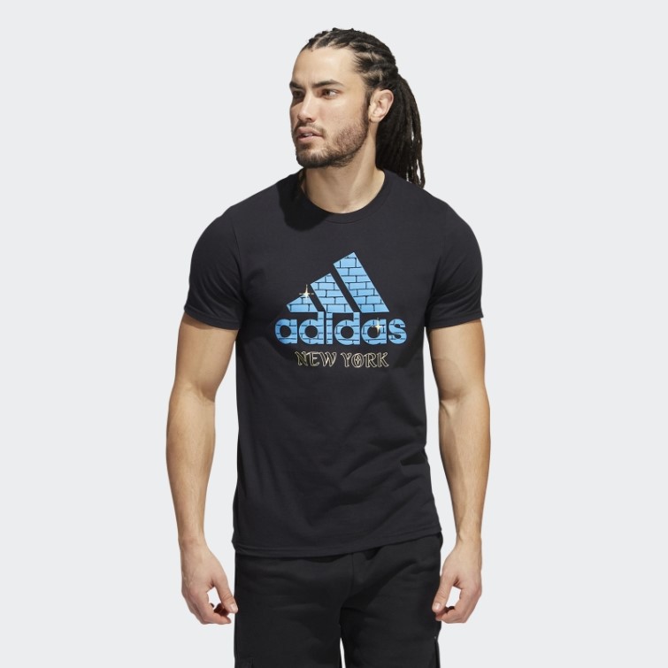 Adidas T-shirt Graphique à Manches Courtes Avec Logo New York Noir