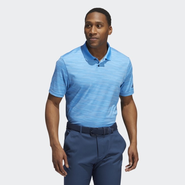 Polo Adidas Bleu à Bandes Contrastantes