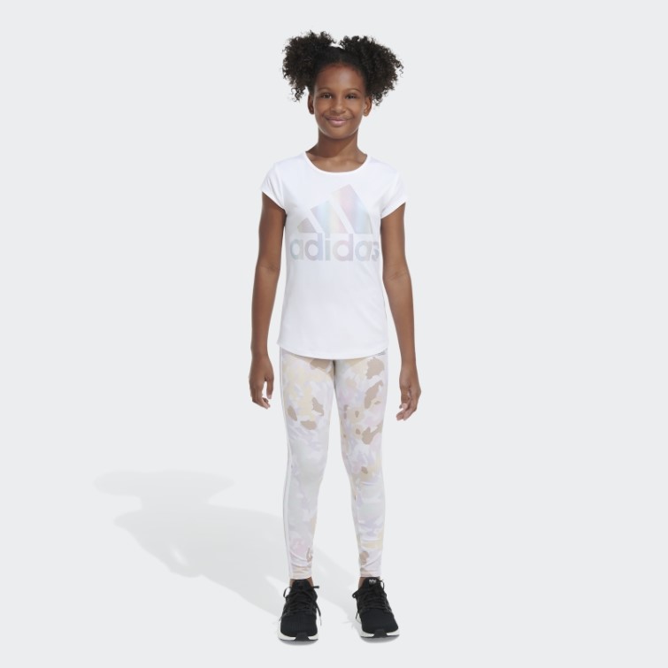 Collants En Coton 7/8 Imprimé Allover Blanc Adidas