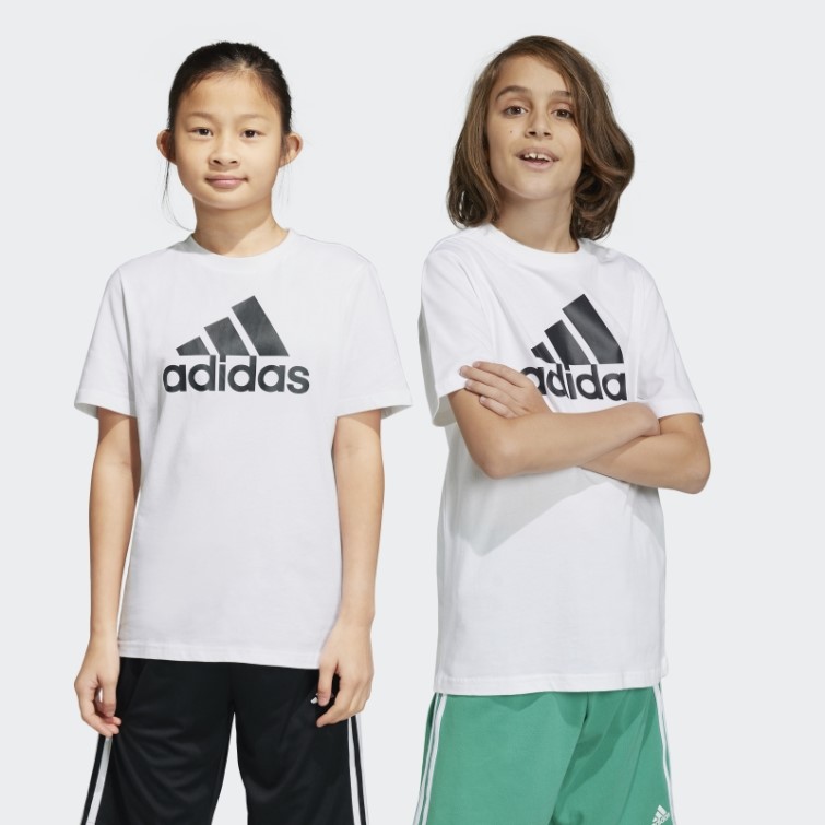 Adidas Essentials T-shirt En Coton à Gros Logo Blanc