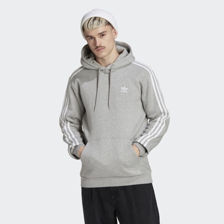 Sweat à Capuche Adicolor Classics 3 Bandes Gris Moyen Adidas