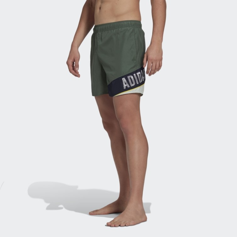 Short De Bain Adidas Wording Vert Oxyde