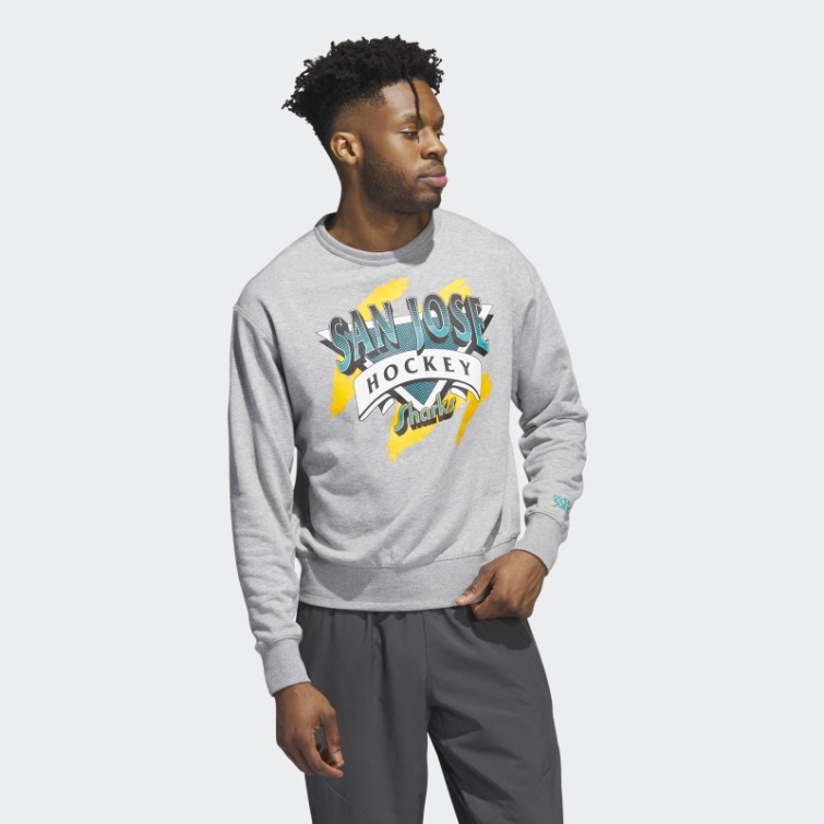 Sweat Adidas Gris Moyen Vintage Crew Sharks