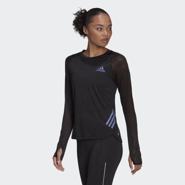 Adidas Parley Adizero T-shirt De Course à Manches Longues Noir