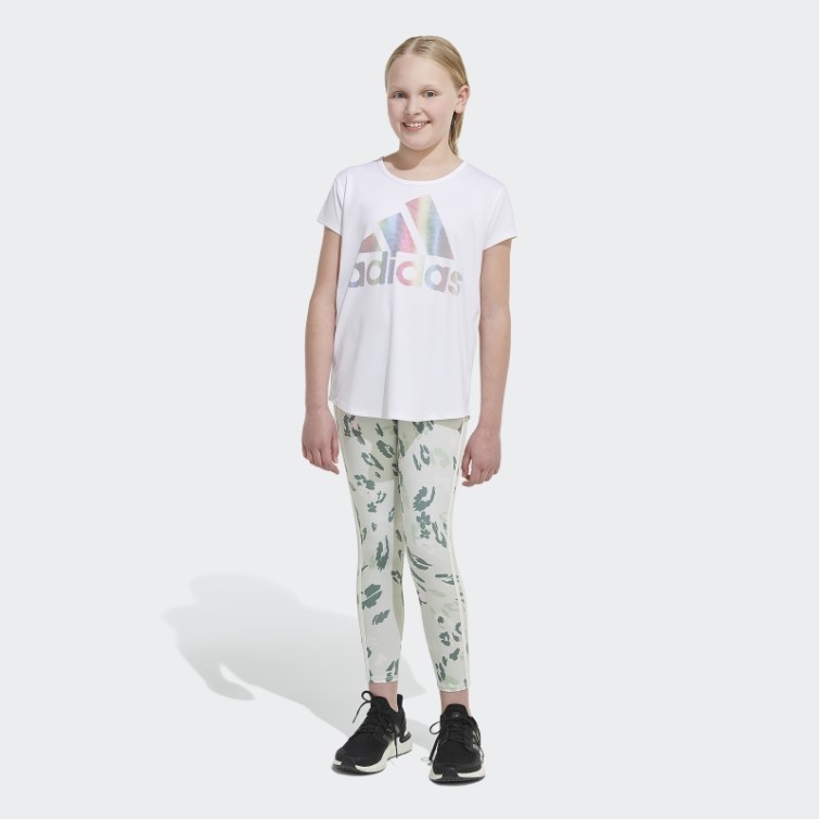 Collants Fleuris En Coton Imprimé Allover 3 Bandes (taille Allongée) Vert Adidas