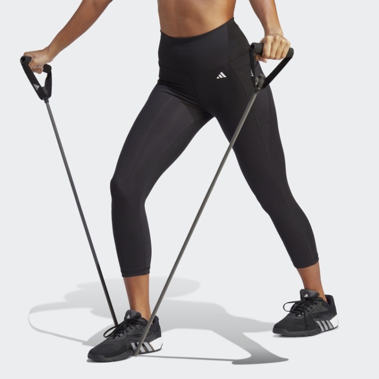 Legging 3/4 Taille Haute Optime Poche Cachette Noir Adidas