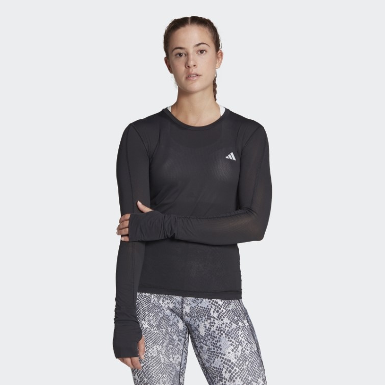 T-shirt à Manches Longues Adidas Fast Running Noir