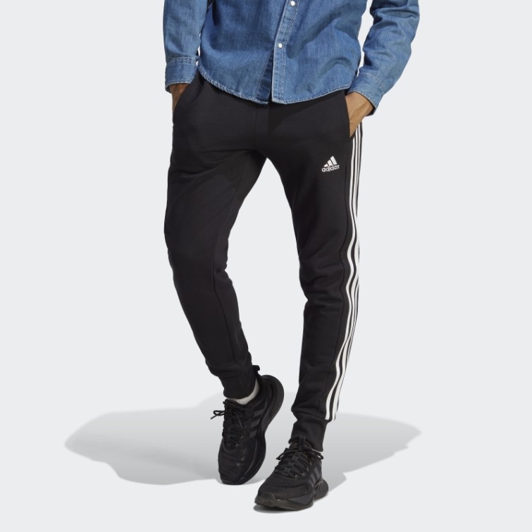 Adidas Essentials - Pantalon De Jogging En Molleton Fuselé à 3 Bandes - Noir