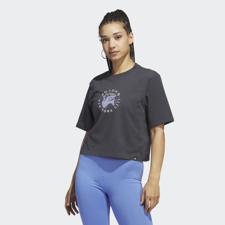 Carbone Chaud Adidas New York Pigeon Crop T-shirt Graphique