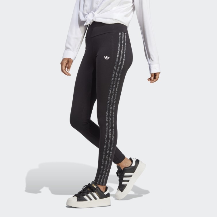 Legging Imprimé Animal Abstrait Noir Adidas