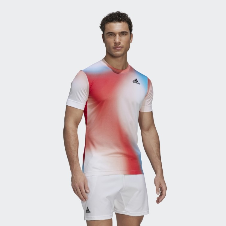 Adidas Melbourne Tennis Freelift T-shirt Imprimé Blanc