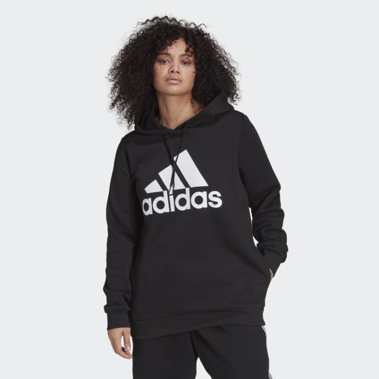 Adidas Sweat à Capuche En Polaire Logo Essentials Noir (grande Taille)