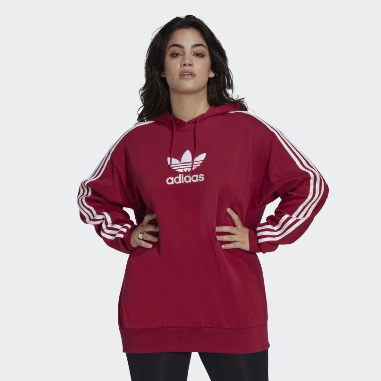 Sweat à Capuche Adicolor Trefoil (grande Taille) Bordeaux Adidas