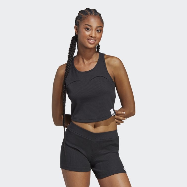 élégant Débardeur Côtelé Noir Adidas