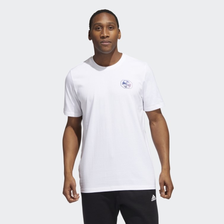 Adidas T-shirt Graphique Blanc Worldwide Hoops Story