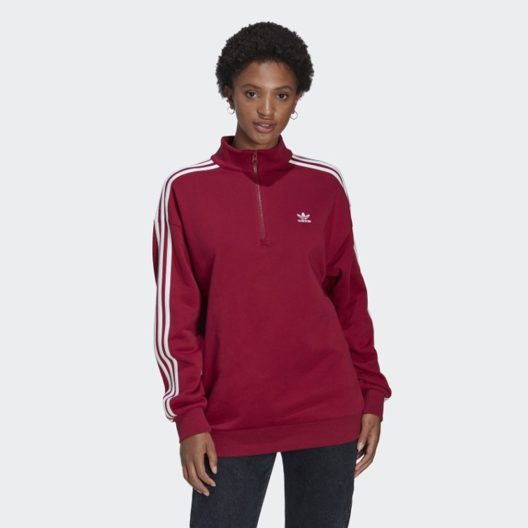 Sweat Adidas Adicolor Trèfle Quart Zip Bordeaux