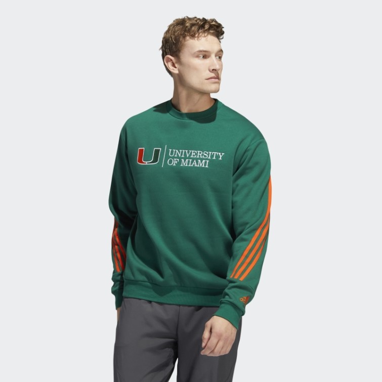 Sweat-shirt Ras Du Cou à 3 Bandes Adidas Vert Foncé